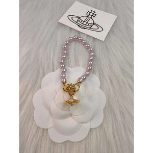 Designer Viviane Westwoods Viviennr Western Empress Dowager High Board Pink Bead Saturn Pulseira