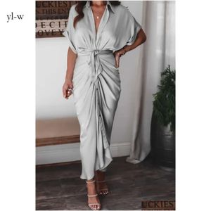 Freizeitkleider Einzelhandel Damenhemd Designer Pendeln Plus Size S3XL Langes Kleid Fashion Forged Face Kleidung Drop Delivery Apparel Wom 7559