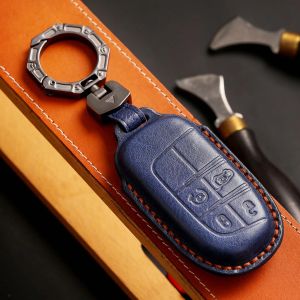 Key FOB Cover Case Car Leather Shell Holder för Jeep Renegade Grand Cherokee för Dodge Journey Charger för Chrysler 200 300