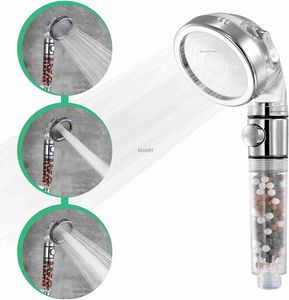 Bathroom Shower Heads SPA Shower Head Bath High Pressure 3 Modes Adjustable With Switch Stop Button Head Water Saving Replaceable Filter Ball Bathroom YQ240126