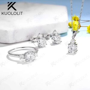 Sets Kuololit 4.5CTW Moissanite 925 Sterling Silver Jewelry Set for Women Ring Necklaces Earrings Round for Wedding Bridal Christmas