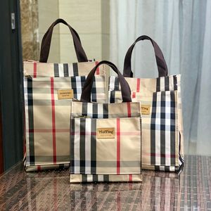 클래식 격자 무늬 방수 대용량 휴대용 점심 가방 벤토 백 학생지도 가방