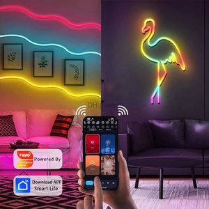 LEDネオンサインスマートネオンライトランプTUYA WiFi BT RGBIC DREAM COLOR STRIP ATMOSPHERE WALL LAMPS FOR DIY BAR GAMEROOM BEDROUM DECORATION YQ240126