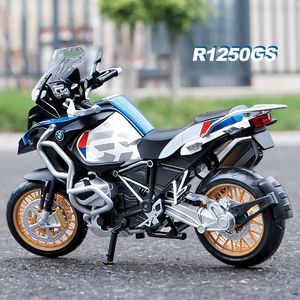 1 12 R1250GS Adv Elyoy Die Cast Motorcykelmodell Toy Vehicle Collection Ljud och Light Off Road Autocycle Toys Car 240118