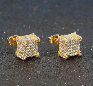 2024 Stud Earrings Luxury For Women Men Iced Out Rappers Hip Hop Piercings Ear Ring Gold Color Plated Jewellery Wholesale AA