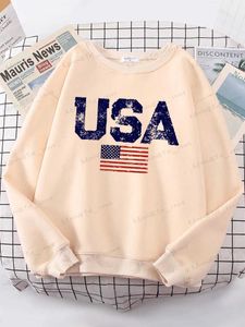 Męskie bluzy bluzy USA Letters American Flag Stars and Stripes Women Hoody Street Ogaberia Bluzy Osobowość ciepłe z kapturem Hip Hop Soft Ubrania T240126
