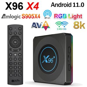 X96 X4 Android 11 TV BOX Amlogic S905X4 4GB 32GB 2.4&5G Dual Wifi BT 8K HD RGB Light Media Player Smart TV Receiver Set Top Box