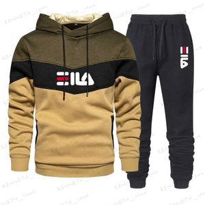 Tute da uomo Pantaloni da tuta da uomo Casual Felpe con cappuccio + Pantaloni lunghi 2 pezzi Set Stampa di moda Abbigliamento da esterno Sport Abbigliamento da jogging T240126