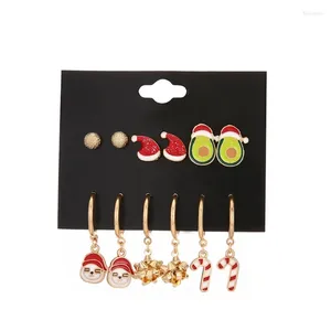 Dangle Earrings 6Pairs Holiday Set Variety Xmas Christmas Crutch Santa Hat Jewelry F19D