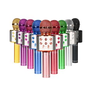 Commercio all'ingrosso di fabbriche di alta qualità Moda originale WS858 Bluetooth Wireless Condensatore Magic Karaoke Microfono Lettore di telefoni cellulari MIC Altoparlante Registra musica