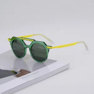 Óculos de sol de alta qualidade acetato polígono para homens mulheres óculos quadros japonês estilo artesanal designer condução óculos de viagem