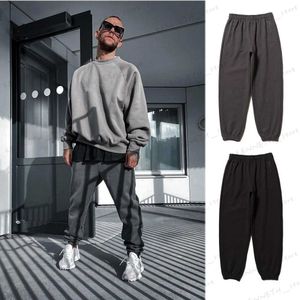 Herrbyxor herr bomullssport byxor hip hop joggar tjock stil mörkgrå lös streetwear löpande byxor tränar västra tröjor t240126