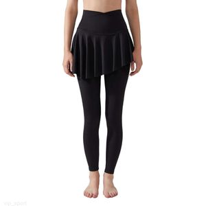 al Women Leggings Yoga Ninth Pants Push Ups Fitness Legging Soft High Waist With Skirt Two Piece Set Elastic Sports Pants YQ250 fashion