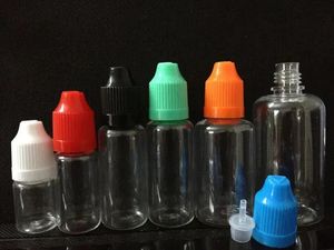 E Liquid PET Dropper Bottle with Colorful Childproof Caps Long Thin Tips Clear Plastic Needle Bottlesl 5ml 10ml 15ml 20ml 30ml 50ml LL