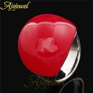 Band Rings Size 7-10 Big Red Semi-Precious Stone Ring for Female opal Anillos Accessories High Quality 240125