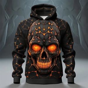 Graficzne druki Spider Web Skulls Codzienne Casual Men's Men's Blue Bluier Pullover Halloween Holiday Going Out Hoodies Dark 240124