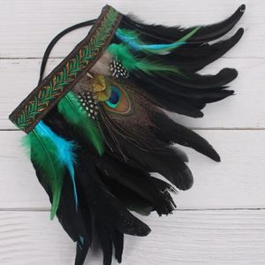 Fermagli per capelli Fasce etniche di Halloween con piume di pavoni accattivanti per le donne Fascia per capelli Festa di nozze