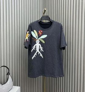 Men's T Shirts Women Embroidery O-Neck Short Sleeve Tees Sweet Hit Color Spring Casual Chic Beach Style Luxury Tops