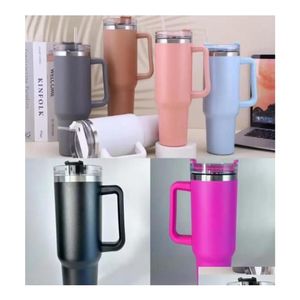 Tumblers 40oz القدح Tumbler مع مقبض الأغطية المسببة ST Stainless Steel Coffee Termos Cup GP12155315950 إسقاط تسليم Garden Ki195p