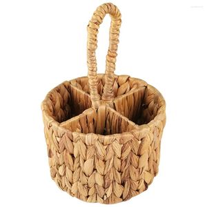 Kitchen Storage Handwoven Water Hyacinth Basket Silverware Decorative Flower Gift Baskets Handheld