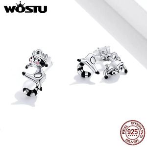 Charme Wostu Winter Ankunft Ohrstecker Sterling Silber Kleine Waschbär Kleine Ohrringe für Frauen Tier Edlen Schmuck Geschenk Dxe990