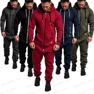 Herren-Trainingsanzüge 2022 neue Männer warme Fleece Onesie flauschige Schlaf Lounge Erwachsene Nachtwäsche einteilige Pyjamas männliche Overalls Kapuzen-Onesies für Erwachsene T240126