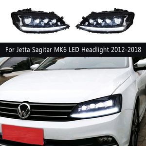 ヘッドランプDRL Jetta Sagitar MK6 LEDヘッドライトアセンブリ12-18カーアクセサリーの昼間のランニングランニングライトストリーマーターンシグナル