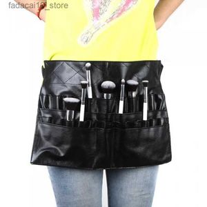 Makeup Brushes Black Two Arrays Makeup Brush Holder Professional PVC Förkläde Bag Artist Belt Strap Protable Make Up Bag Cosmetic Brush Bag Q240126