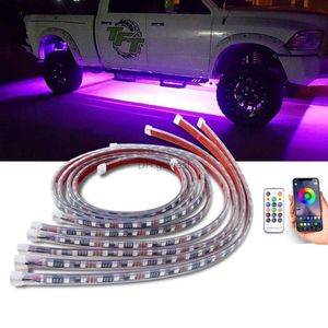 LED Neon Sign 6x Underglow Lights för Car Strip Kit RGB Flexibel Neon Auto LED Underbody Decorative Lamp Exterior Remote Control App YQ240126