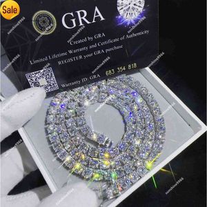 قلادة قلادة قلادة قلادة أزياء المجوهرات قلادة الهيب هوب ممر اختبار الماس 5 مم VVS Moissanite المثلج سلسلة التنس خارج للرجال نساء