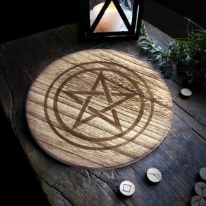 2PCS Candle Holders Pentagram Wood Drewna Washing Pendulum Board Pochodnik Ołok Ołok okrągłe taca wiccan czarownice medytacja pogańska świeca talerz