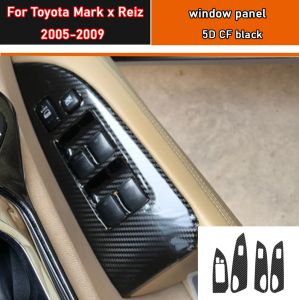 Car Styling Black Carbon Decal Car Window Lift Button Switch Panel Cover Trim Sticker 4 Pcs/Set For Toyota Mark x Reiz 2005-2009