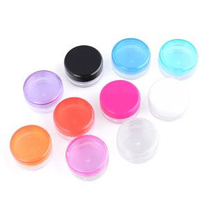 Partihandel 3G/5G Plastic Cosmetic Jar Bottles Makeup Cream Nail Art Bead Storage Container Rund flaskfodral LL
