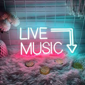Led Neon Sign Live Music Led Neon Signs Lights For Party Bar Studio Glowing LED Night Lights Neon Signs DJ Wall Decor Game Bar Party Lamps YQ240126