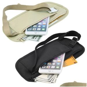 Outdoor Bags 1Pc Cloth Waist Travel Pouch Den Wallet Passport Money Belt Bag Slim Secret Security Usef Drop Delivery Dhrjf