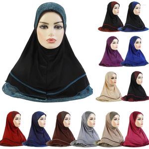 Roupas étnicas Glitter Ramadan Muçulmano Hijab Khimar Cap One Piece Amira Pull On Ready Wear Scarf Shawl Turban Árabe Islâmico Niqab Headwrap