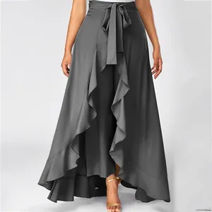 Kjolar sommarklänning byxor kort front lång bakre fest kjol oregelbunden hög låg sida dragkedja slips casual vild överlägg ruffle