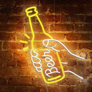 LED Neon Sign Bar Decorazione al neon per esterniBeer Bar Lampada decorativa Bicchiere da vino Lampada da cocktail Modellazione bagliore di luce Pannelli decorativi YQ240126