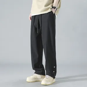 Męskie spodnie proste nogi długie spodnie High Street Vintage Elastyczne sprężyste spodnie z sznurkiem wiosennym jesiennym spodnie