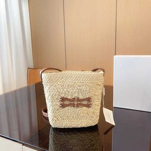 Mini cesta saco designer balde bolsa de luxo vintage palha sacos de ombro tote mulheres verão tecido crossbody sacos carteira 230731