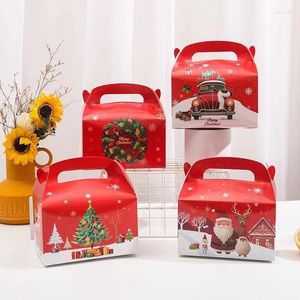 Confezione regalo Serie natalizia Forma di scatola per torta carina Pacchetto di caramelle allegre Babbo Natale Navidad