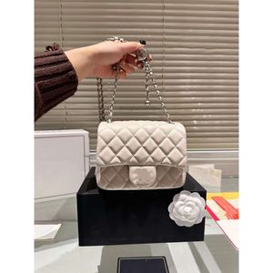 2024 Yeni Moda Lüks Tasarım Kadınlar Klasik Altın Ball Kare Meydanı Malzeme Gümüş Zincir Flip Channell Çanta Süper Çok Yönlü Bir Omuz Crossbody Çantası