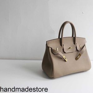 Leather Platinum Tote Bag Classic Lock Buckle Casual 30cm Cowhide Togo Leather Portable Women's Bag with Logo