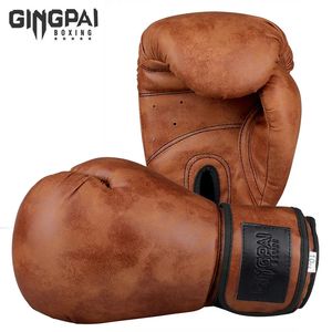 Retro färg vuxna barn kvinnor/män boxning handskar pu läder mma muay thai boxe de luva mitts sanda gym utrustning 6 8 10 12oz boks 240125