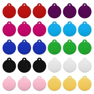 Dog Collars 30PCS Round Laser Engraving Blanks Tags Stamping Blank ID Tag 10 Color DIY Metal For Pet Craft Durable