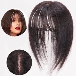 Invisible Synthetic Front Neat Bang Hair Fake Fringe Clip in Bang Cover White Hair Natural For Women Wig Hairpiece 240118