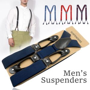 Suspensórios masculinos com cinto elástico alto ajustável em Y nas costas com suspensórios para calças Suporte para calças para casamento, tiras elásticas e antiderrapantes