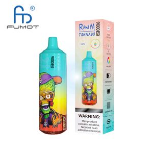 Fumot Randm Tornado 9000 Pro Puffs E Cigarett engångsvapspenning Pen Kit Uppladdningsbar 18 ml 52 smaker Display Skärm EU UK Hot Sell