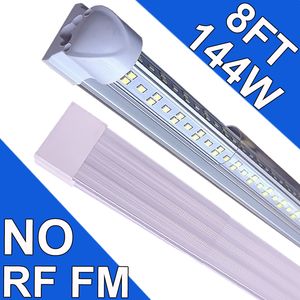 8ft LED mağaza ışık fikstürü, 144W T8 Entegre Tüp Işıkları, NO-RF RM RM 6500K Yüksek Çıkış Net Kapak, V ŞEKİL 270 Derece Aydınlatma Deposu, Tapa ve Oynat