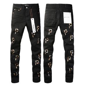 Purple Brand Jeans American High Street Paint Hole Black 9045 2024 Neue Modetrend hochwertige Jeans